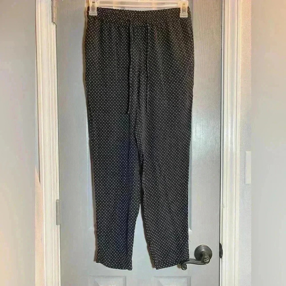 Talbots Petites black & white polka dot pants elastic waist side pockets size S - Picture 1 of 5